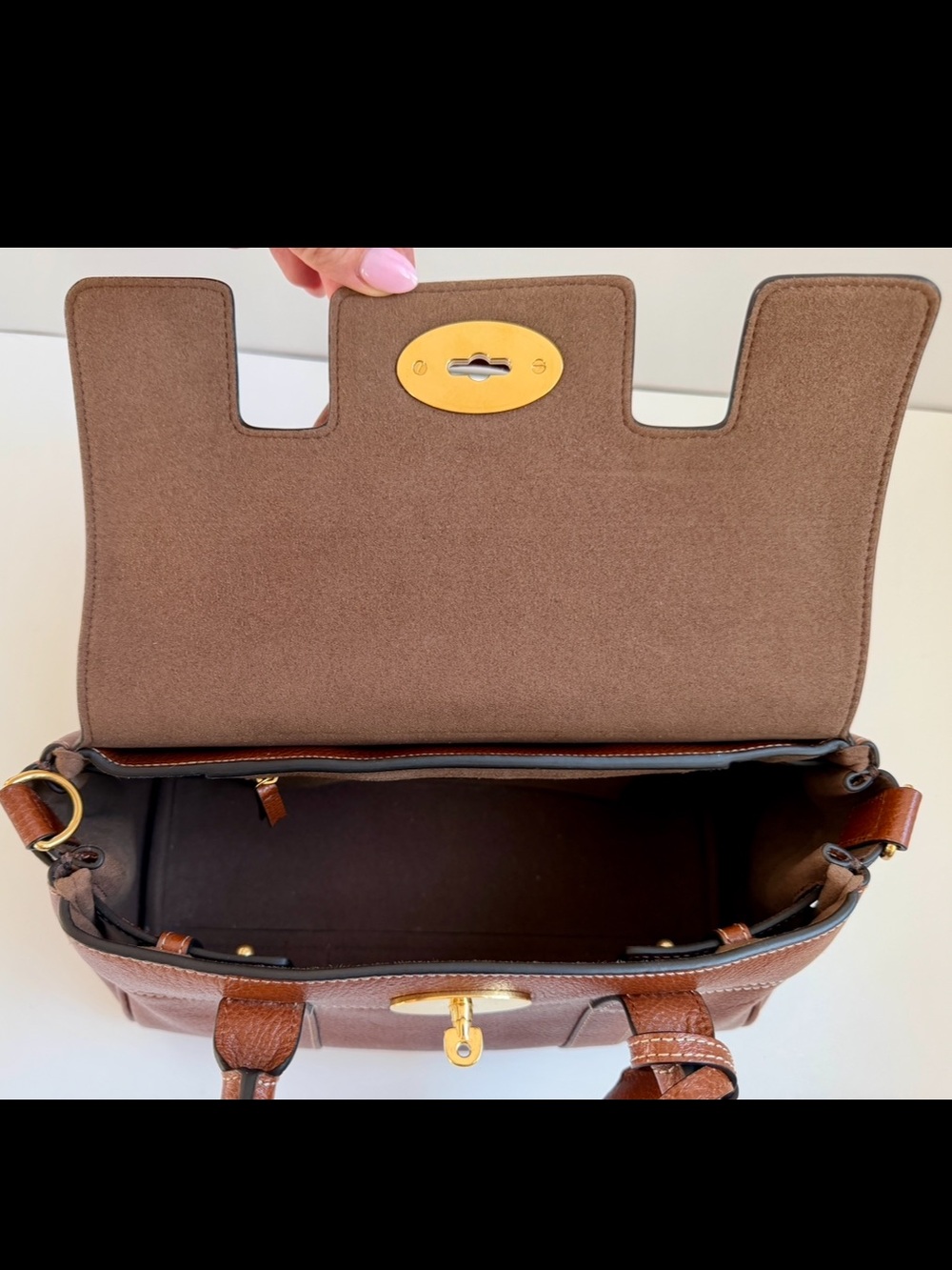 Mulberry Classic Oak Brown NVT Leather Small Bayswater Satchel Crossbody Bag - Picture 11 of 15